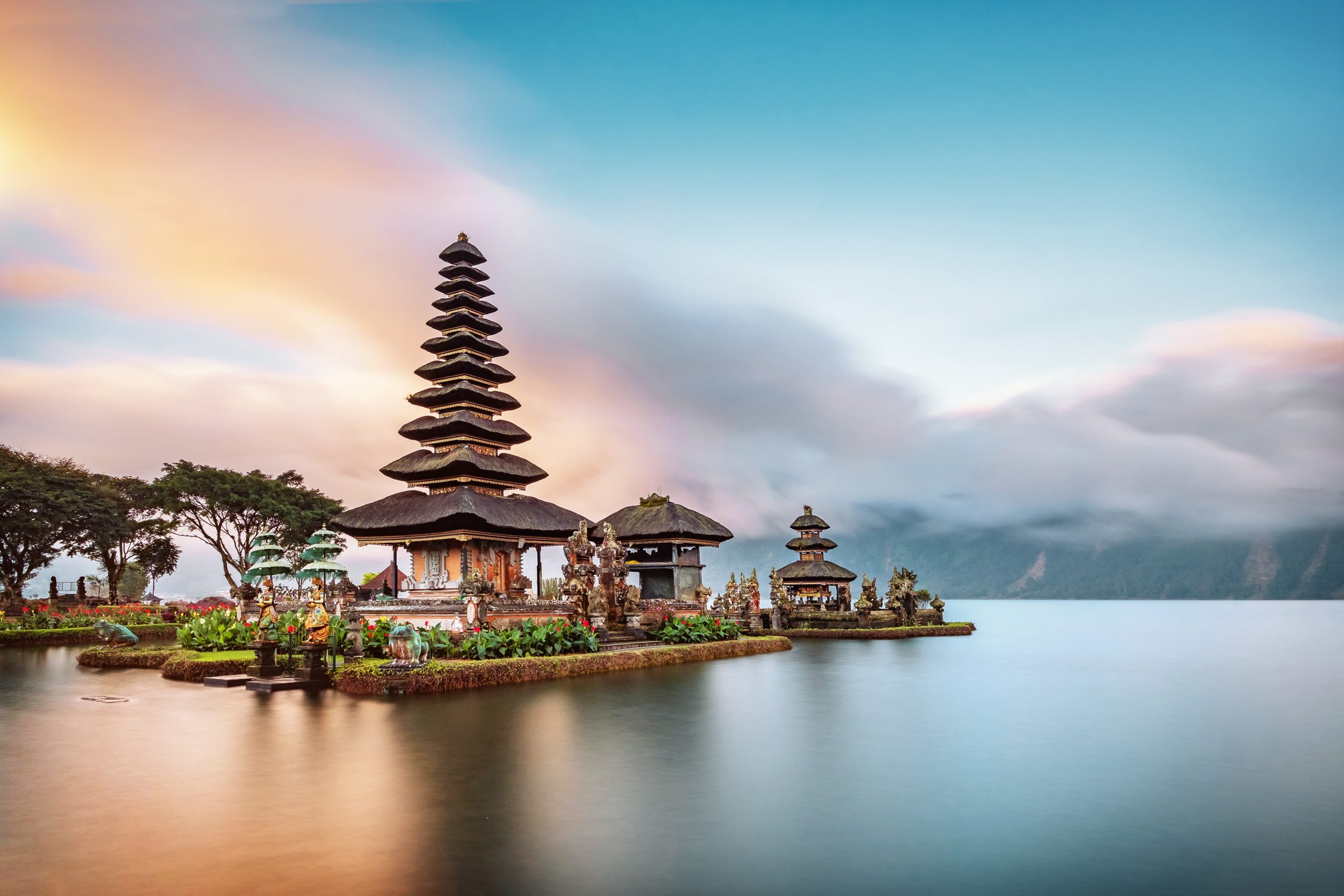 Ulun Danu Beratan Temple is a famous landmark located on the western side of the Beratan Lake, Bali, Indonesia. Bali is a really cool island destinations.