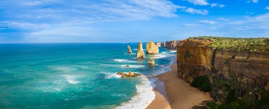 Morning light on the landmark Twelve Apostles along the Great Ocean Road in Victoria, Australia.