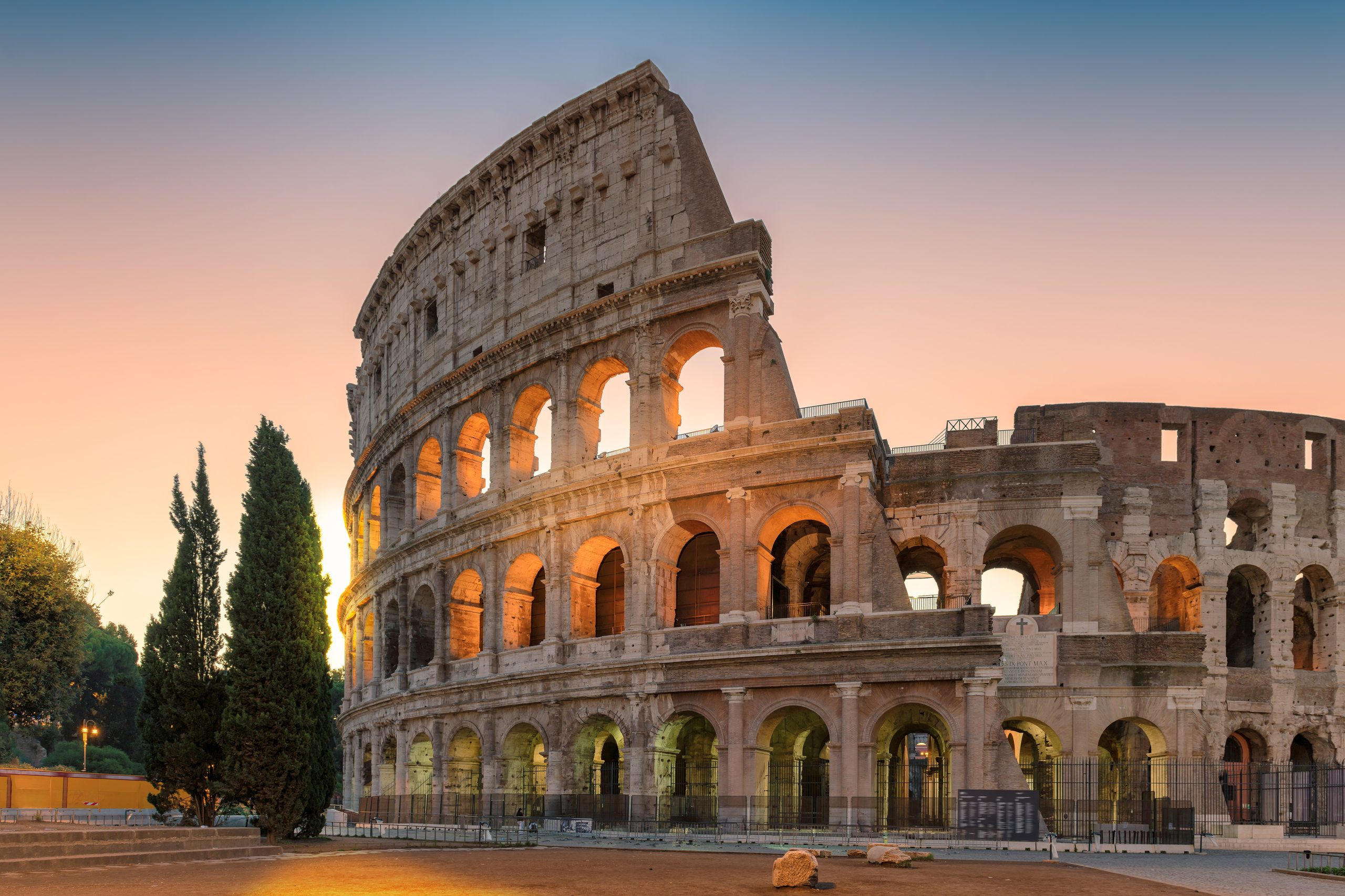 The Colosseum in Rome, Italy at sunrise