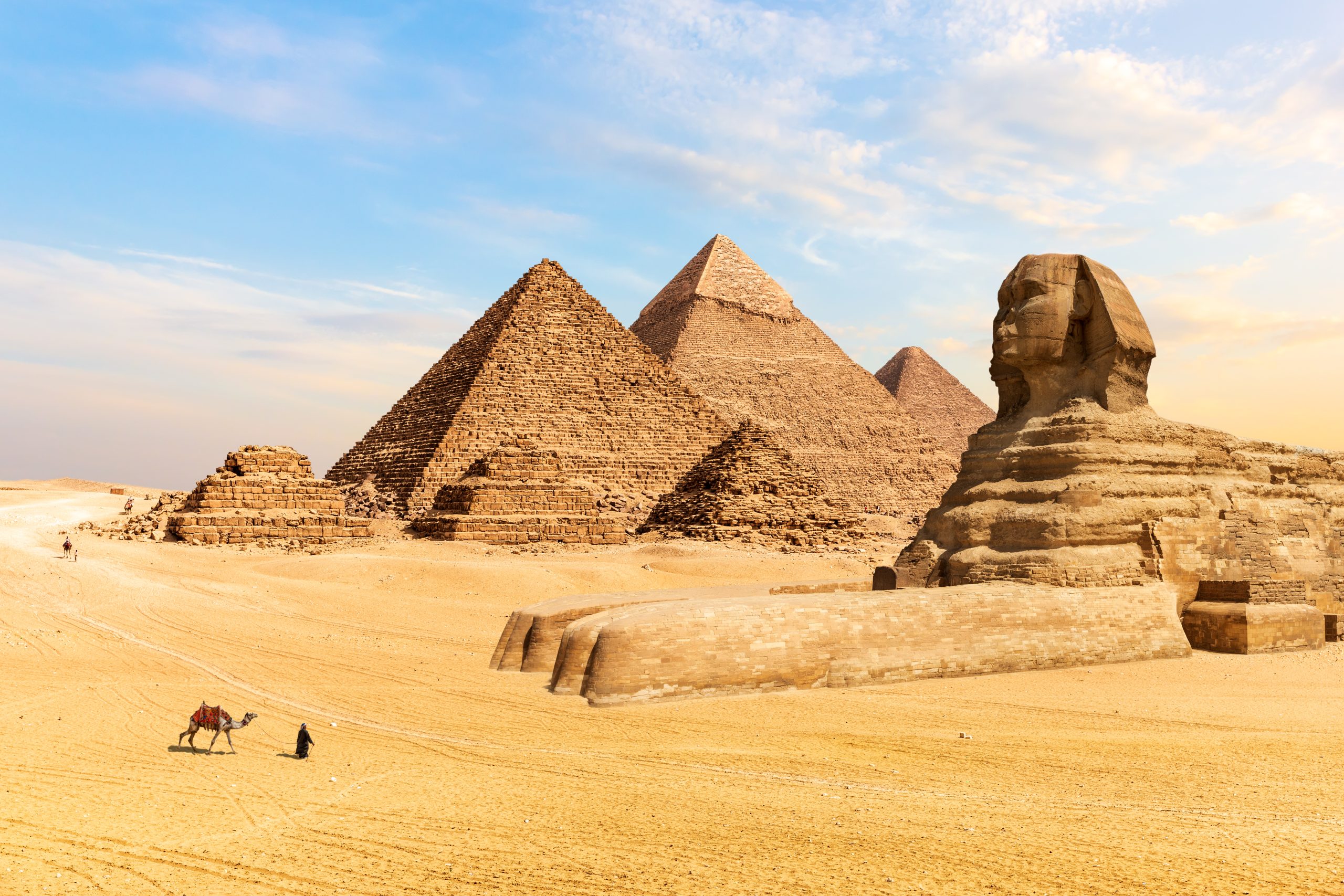 The Pyramids of Giza and the Great Sphinx, Cairo, Egypt.